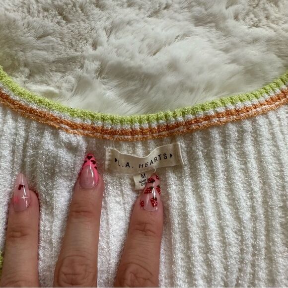 Pacsun/LA Hearts white green and orange knit sweater vest - Picture 2 of 5